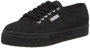 Superga Unisex Low-Top Sneakers Full Black Lace Up Platform Fashion Sneakers (9.5)