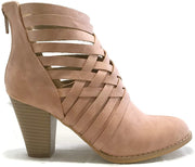 MI.IM URBAN-05 Women's Comfy Cut Out Back Zip Chunky Dress Ankle Bootie PINK