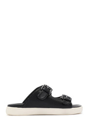 Jane and the Shoe JOEY Slide Sandal Black Slip On Slide Platform Wedge Sandals