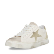 Steve Madden Rezume White/Gold Lace-Up Round Closed Toe Fashion Sneakers