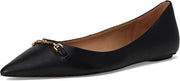 Sam Edelman Nori Black Leather Pointed Toe Chain Detailed Slip On Ballet Flats
