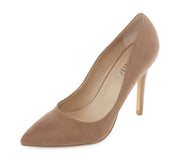 Charles David Pio Taupe Micro Suede Pointed Toe Slip On Stiletto Heeled Pumps