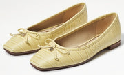 Sam Edelman Jillie Bow Canary Yellow Leather Ballet Flats Slip On Dress Loafers