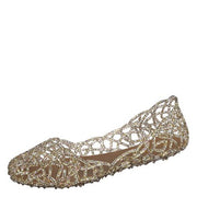 Glaze Alaska-1 Clear Multi Fashion Glitter Layered Lines Jelly Ballet Flats