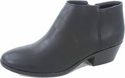 SODA Black Pu Stacked Block Heel Closed Rounded Toe Side Zipper Ankle Booties