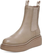 Sam Edelman Kolton Lt Cedarwood Leather Rounded Toe Pull On Chelsea Ankle Boots