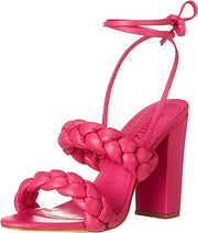 Schutz Zarda Hot Pink Braided Straps Ankle Straps Open Toe Block Heel Sandals