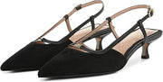 Sam Edelman Toni Black Suede Slingback Pointed Toe Kitten Heeled Fashion Pumps