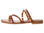 Steve Madden Skyler Cognac Leather Embellished Strappy Slip On Open Toe Sandals