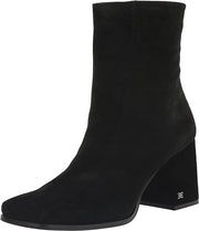 Sam Edelman Mayla Black Block Heel Squared Toe Fashion Leather Ankle Boots