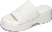 KK PAIR OF KINGS Platform Sandals Women Wedges Slides Chunky Heels Wedge Sandals Fabric Mule Fitted Cloud Lightweight Shoes Slipper +Memory Foam