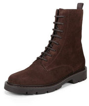 Sam Edelman Elliott Chocolate Brown Rounded Toe Combat Boot Lug Sole Ankle Boots