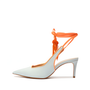 Schutz Jannis Soft Sky Lace Up Pointed Toe Classic High Heel Pumps Sandals