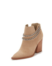 Vince Camuto Gallzy Tortilla Nude Leather Pointed toe Double Chain Ankle Booties