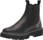 Dolce Vita Moana H2O Black Leather Pull On Rounded Toe Lugged Sole Ankle Boots