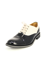 Tod's CUOIO Gommino Black White Leather Elegant Lace Up Low Heel Dress Shoes
