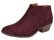 Soda Mug Vino Faux Suede Western Inside Zipper Stacked Block Heel Ankle Booties