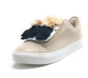 Mia Women's Primrose Sneaker, Blush Nude Flower Slip On Flat Fashion Sneakers