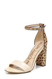 Sam Edelman Yaro Tan Multi Ankle Strap Open Round Toe Block High Heel Sandals