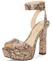 Jessica Simpson Women's Maicie Ankle Wrapped Block Heel Platform Sandals GOLD