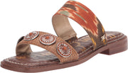 Sam Edelman Hera Sunset Orange/Cuoio Slip On Open Toe Embellished Slides Sandals