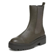 Sam Edelman Wellington Alpine Green Leather Block Heel Closed Toe Pull On Boots