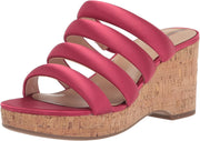 Sam Edelman Yuki Ultra Fuchsia Open Toe Slip On Strappy Wedge Heeled Sandals