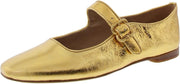Sam Edelman Michaela Medallion Gold Mary Jane Ankle Strap Square Toe Flats