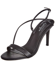 Charles David Hardy Black Leather Thin Strappy Mid Heel Open Toe Dress Sandals