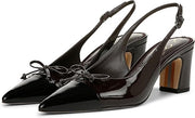 Sam Edelman Willette Rich Chocolate/Black Pointed Toe Slingback Block Heel Pumps