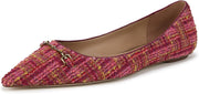 Sam Edelman Nori Magenta Multi Pointed Toe Chain Detailed Slip On Ballet Flats