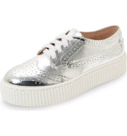 Shellys London Dilys Silver Leather Lace Up Wingtip Oxford Platform Sneaker