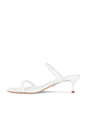 Raye Rene White Leather Elegant Slip On Fashion Open Toe Low Heel Heeled Sandals