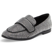 Jeffrey Campbell Velvit-JL Black Clear Fashion Slip On Rhinestone Flat Loafers