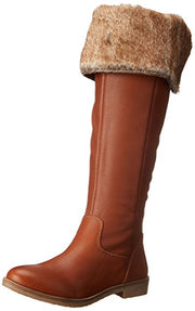 Lucky Brand Generall Chipmunk Brown Leather Over Knee Riding Boot Fur Cuff