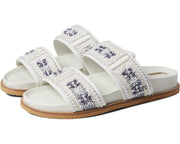 Sam Edelman Otto White Embezzled Slip On Double Strap Slides Flats Sandals