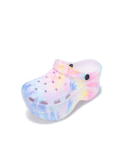 CAPE ROBBIN GARDENER CHUNKY PLATFORM ANKLE STRAP CUT OUT CLOG SANDAL-TIE DYE