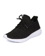 Cape Robbin Haven-1 BLACK Fabric Knitted Lace Up Low Top Jogging Sneakers