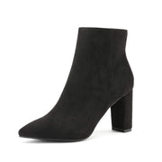 DREAM PAIRS Sianna-1 Black Faux Suede Heel Ankle Booties Pointed Toe Boots 9.5