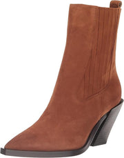 Sam Edelman Mandey Frontier Brown Pointed Toe Block Heeled Pull On Ankle Boots