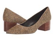Sole Society Cheetah Slip On Low Block Heel Pump Black Tan