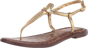 Sam Edelman Gigi Amber Gold Embossed Open Toe Ankle Strap Wide Flats Sandals