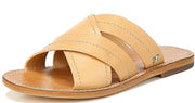 Sam Edelman Maxine Nude Leather Open Toe Slip On Slide Flat Leather Slides