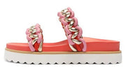 Schutz Juliet Sport Coral Braided Details Slip On Open Toe Low Heel Sandals