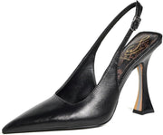 Sam Edelman Odette Black Leather Pointed Toe Slingback Stiletto Heeled Pumps