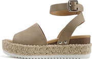 Soda Topic Dnat Nbpu (Whipped Stitch) Espadrille Ankle Strap Platform Sandals