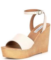 Steve Madden Welsh Bone Leather Ankle Strap Open Toe Platform Wedge Sandal