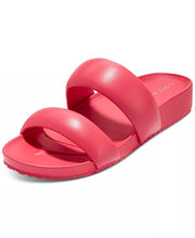 Cole Haan Mojave Double Band Geranium Leather Slip On Rounded Open Toe Sandals