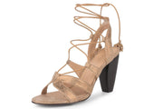Klub Nico MAXINE Bronze Leather open Toe Cone Heeled Tie Up Dress Sandals Pumps