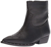 Sam Edelman Women's Ava Black Leather Western Style Side Zipper Ankle Boot